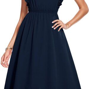 Women's Vintage Cocktail Dress Ruffle Sleeve Tiered Summer Party Wedding